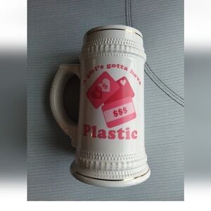 Coffee Mug Orca Coatings " A Girls Gotta have Plastic "White &Pink